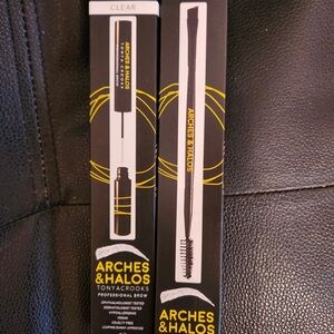 Arches & Halos Firm Hold Brow Gel, Clear and Dual Ended Powder Pomade Brush NIB